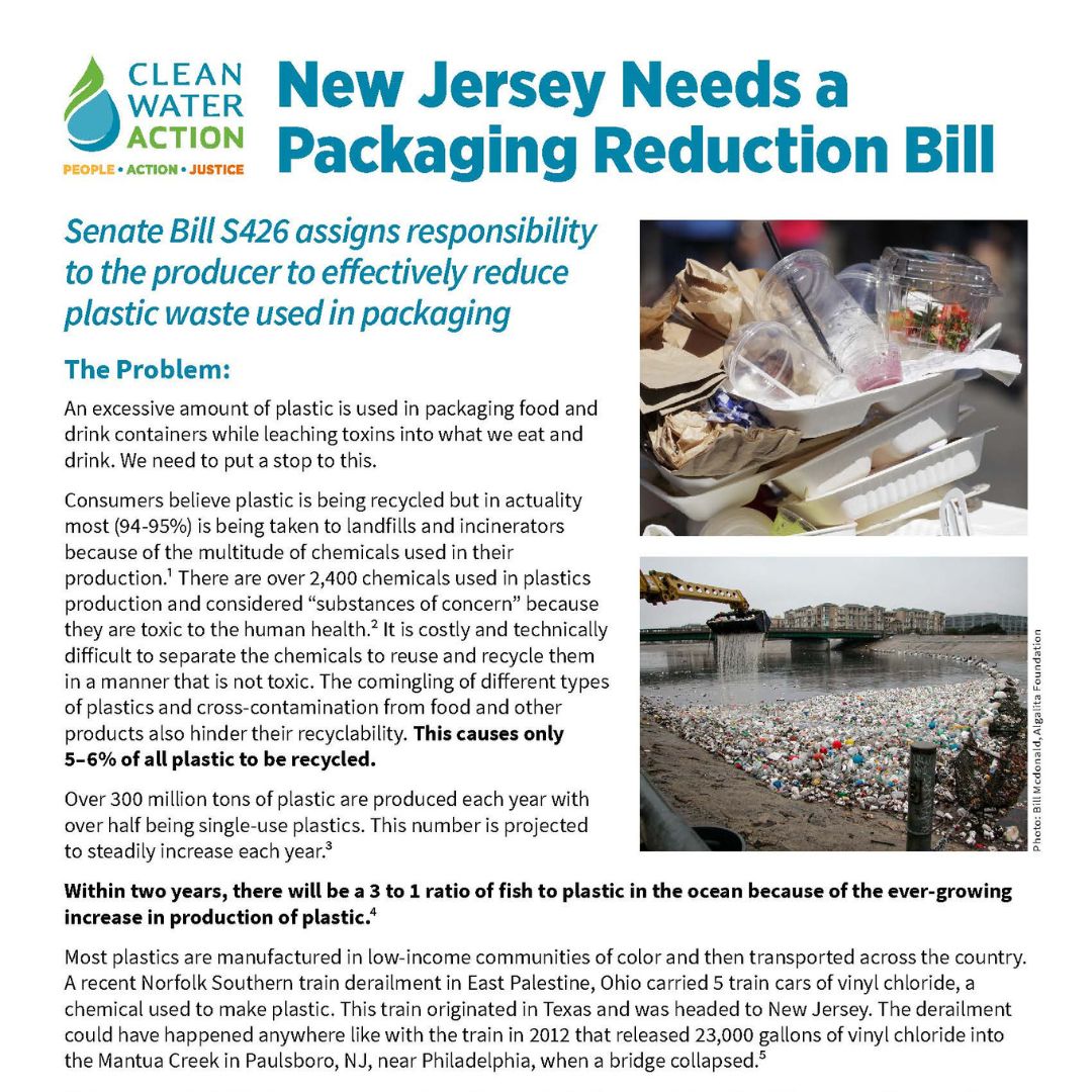Image of NJ's Fact Sheet for the NJ Packaging Reduction Bill campaign