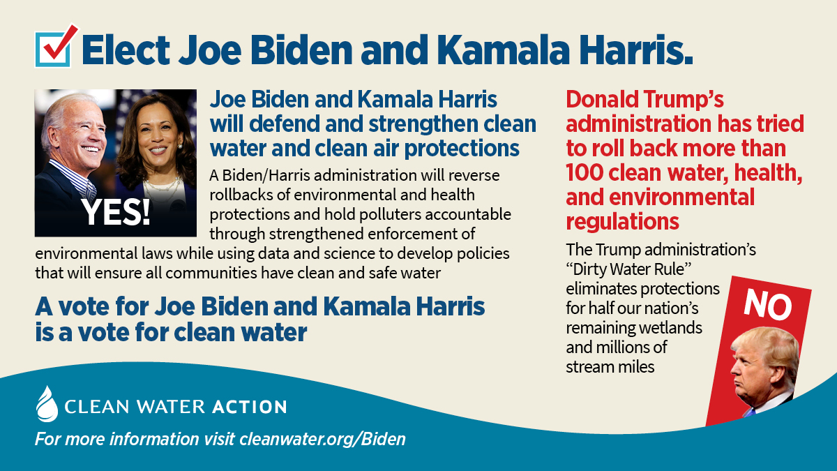 A vote for Biden/Harris is a vote for Clean Water A vote for Biden/Harris is a vote for Clean Water