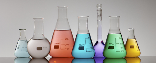 Liquid in beakers