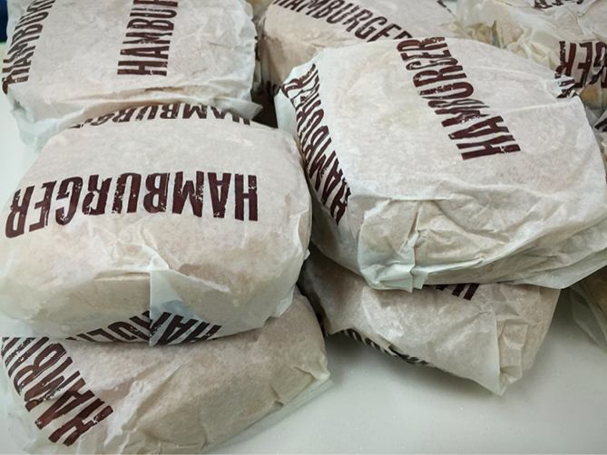 Fast food hamburger wrappers Fast food hamburger wrappers