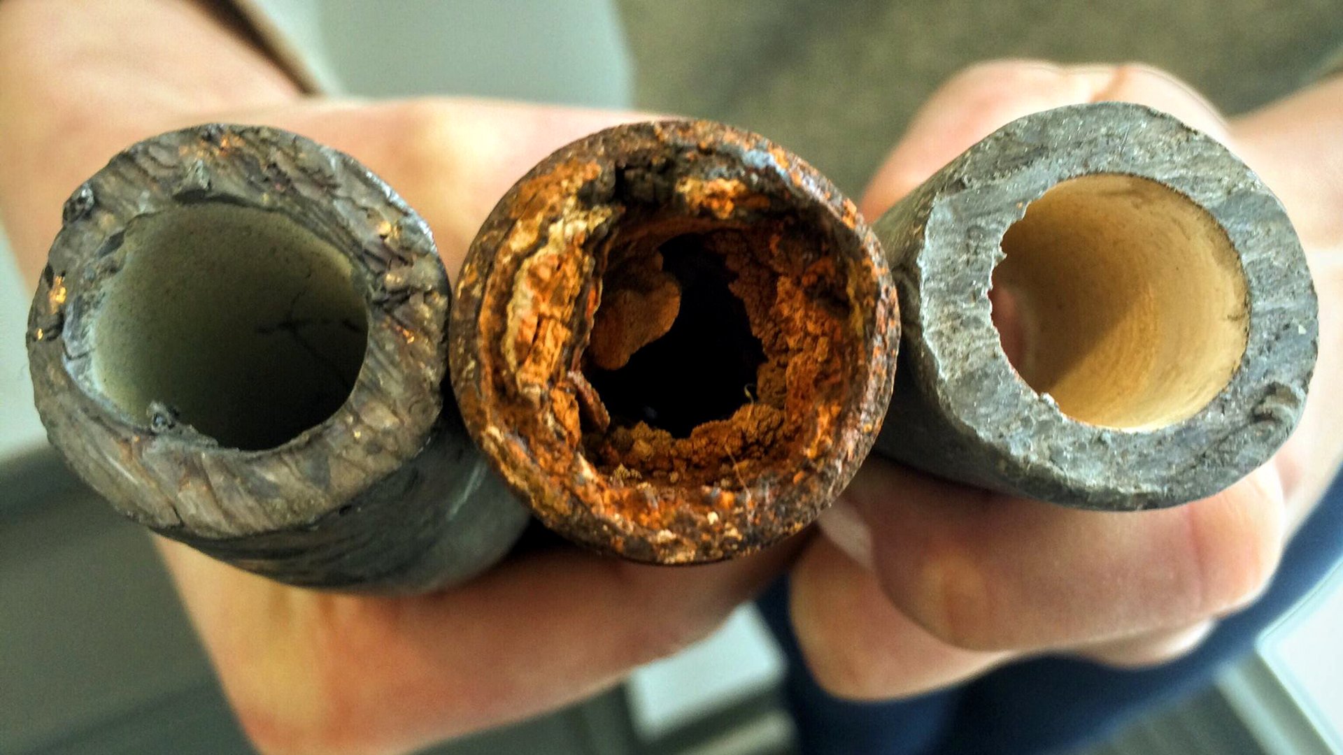 Corroded lead pipes Corroded lead pipes