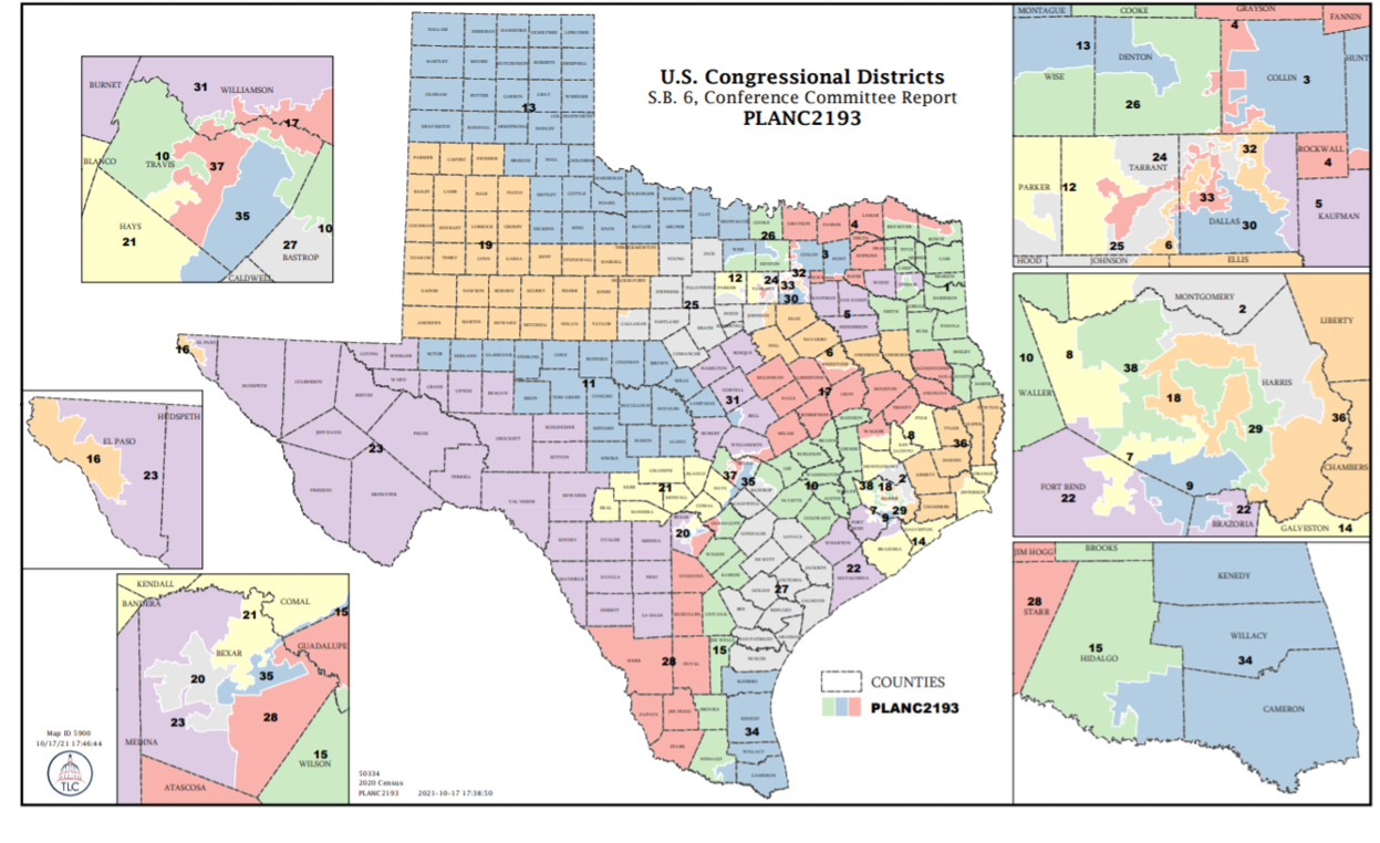 Gerrymandered districts map -- Texas Gerrymandered districts map -- Texas
