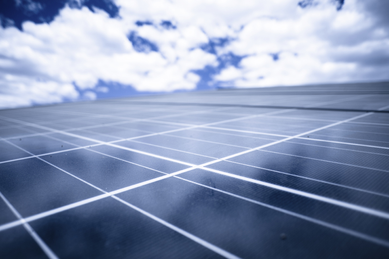 Solar panels, blue sky. Photo credit: epicurean / iStock Solar panels, blue sky. Photo credit: epicurean / iStock