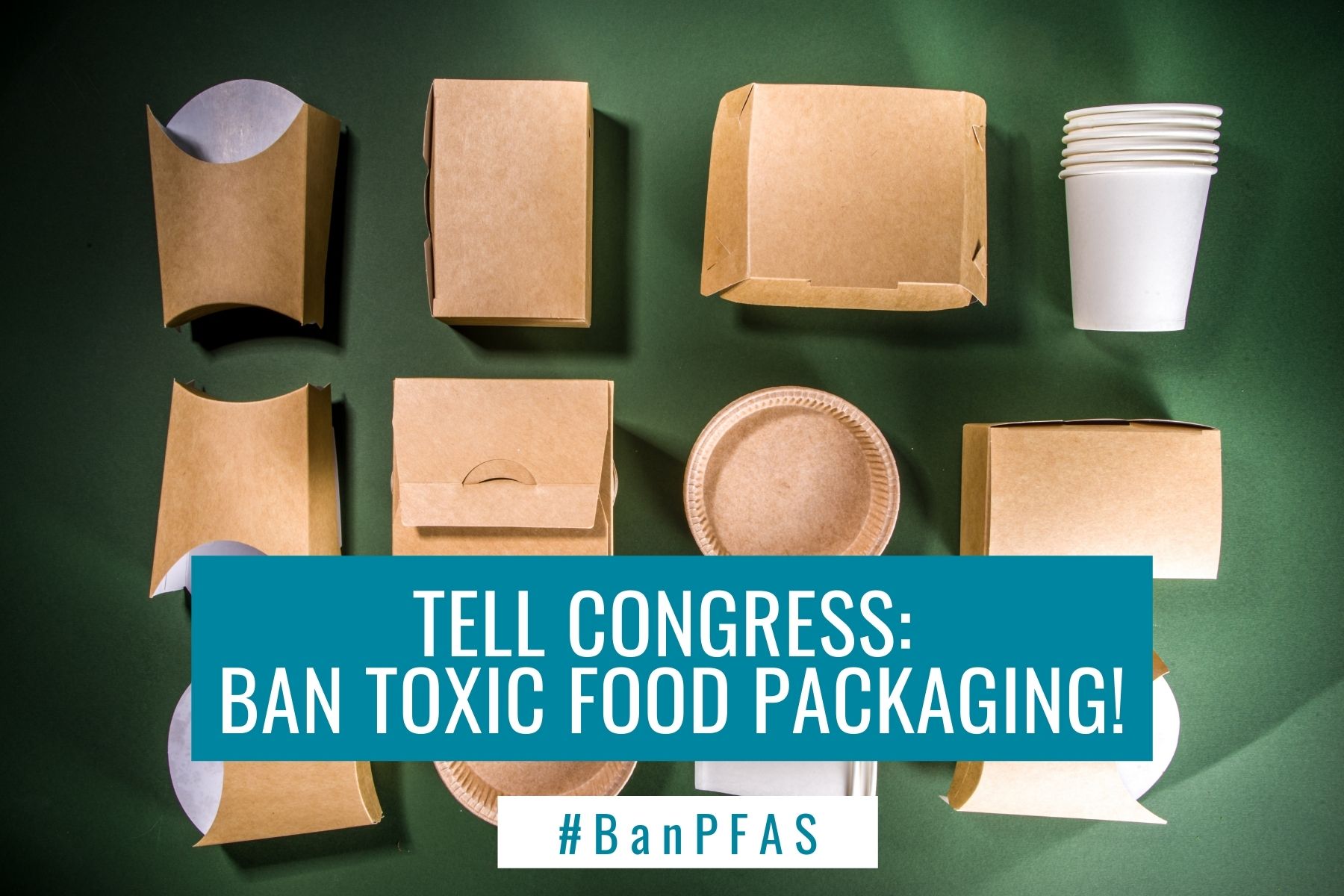 National PFAS Action.jpg Photo with food packaging and a message to tell congress: ban toxic food packaging