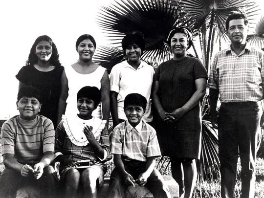 Helen and Cesar Chavez with six of their eight children in 1969 near Delano, California. Standing from left are Anna, Eloise and Sylvia. Seated from left are Paul, Elizabeth and Anthony. (Photo: United Farm Workers) Helen and Cesar Chavez with six of their eight children in 1969 near Delano, California. Standing from left are Anna, Eloise and Sylvia. Seated from left are Paul, Elizabeth and Anthony. (Photo: United Farm Workers)