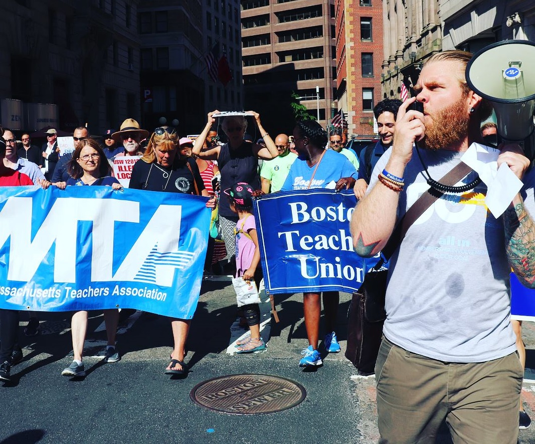 Jeremy Shenk (with megaphone) at a march Jeremy Shenk (with megaphone) at a march