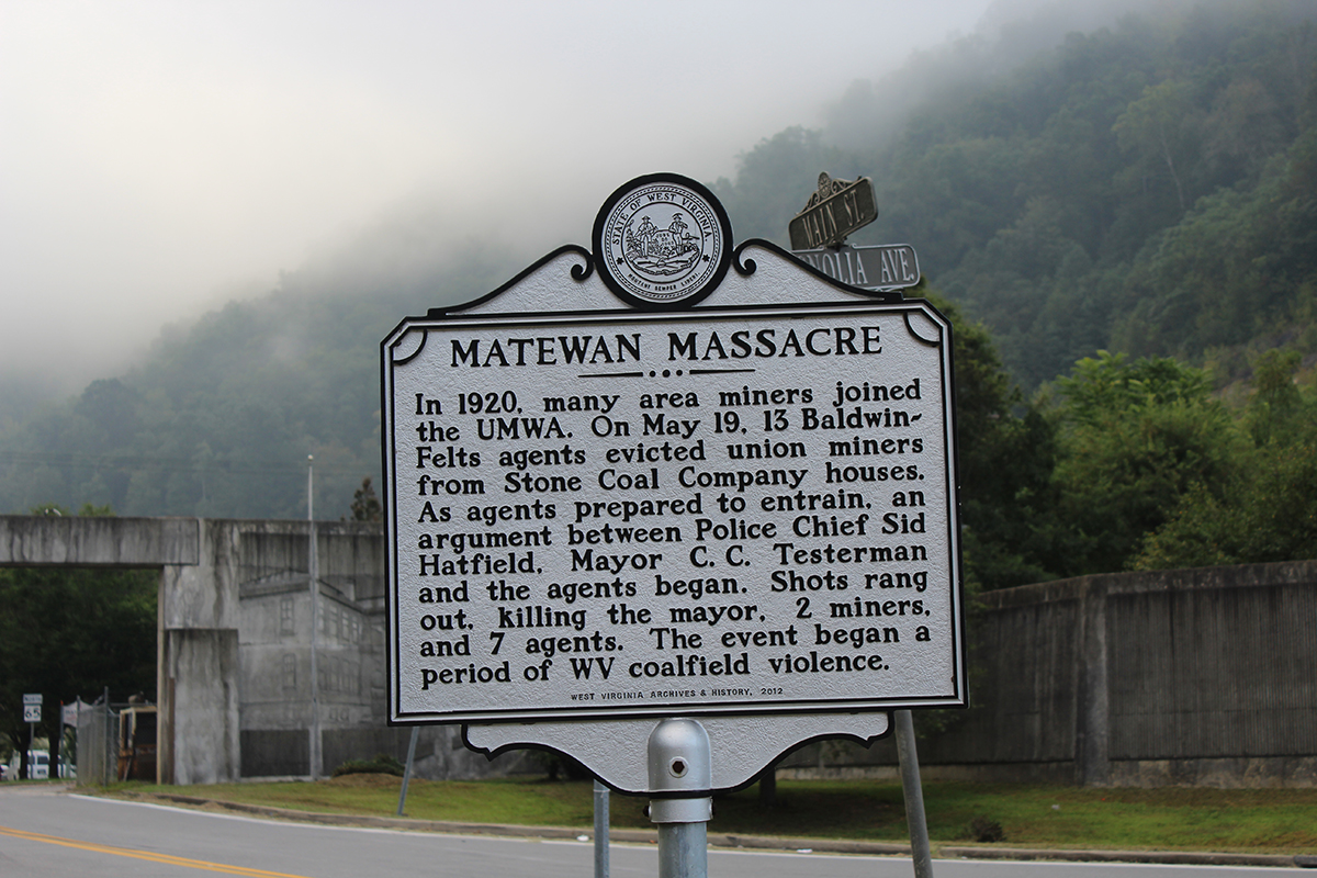 Matewan Massacre marker, Matewan, WV. photo: NDB Matewan Massacre marker, Matewan, WV. photo: NDB