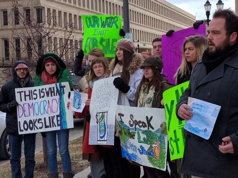 Protest against Nestle water bottling extraction expansion in Michigan Protest against Nestle water bottling extraction expansion in Michigan
