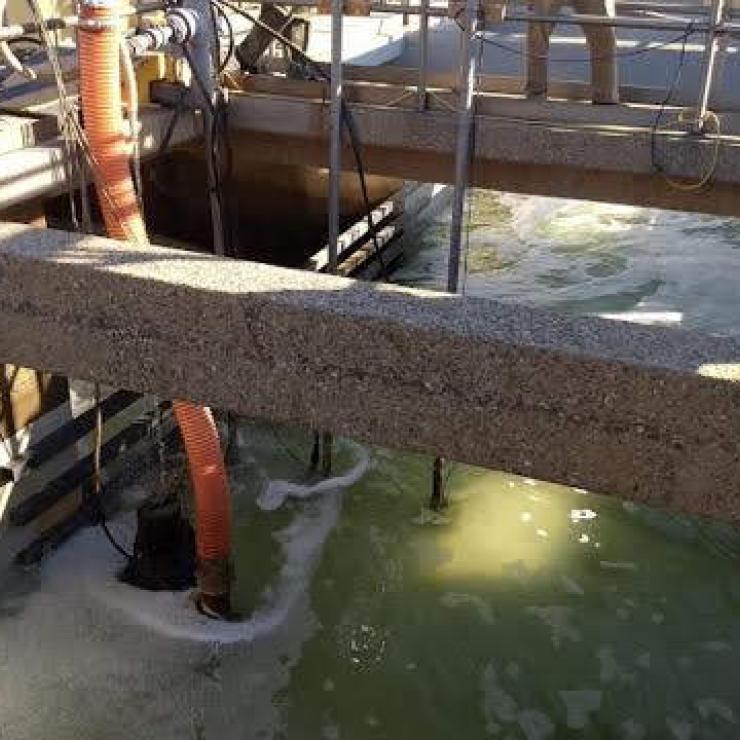This is the chlorination process, where the water is injected with a 15 percent chlorine solution This is the chlorination process, where the water is injected with a 15 percent chlorine solution