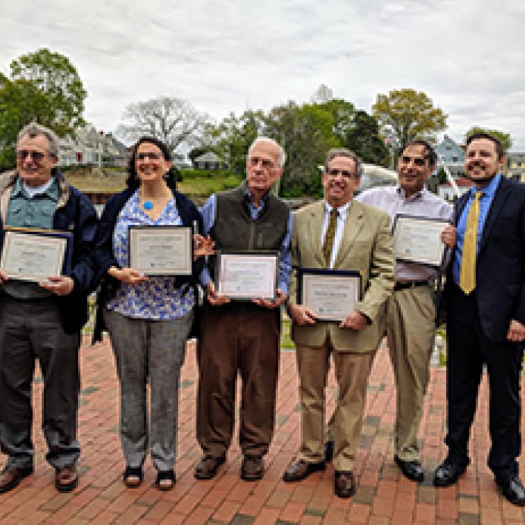 Clean Water Champions (L to R): David Silvia (accepting on behalf of his son, Andrew Silvia), Alicia Leher, Ken Payne, State Senator Josh Miller, and Jerry Elmer with Rhode Island Clean Water Action Director Johnathan Berard. Clean Water Champions (L to R): David Silvia (accepting on behalf of his son, Andrew Silvia), Alicia Leher, Ken Payne, State Senator Josh Miller, and Jerry Elmer with Rhode Island Clean Water Action Director Johnathan Berard.